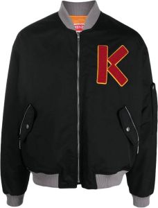 Kenzo logo-embroidered bomber jacket Zwart