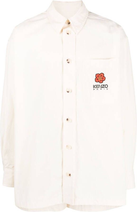 Kenzo Overhemd met geborduurd logo Beige
