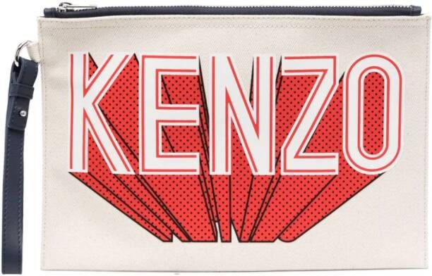 Kenzo Clutch met logoprint Beige