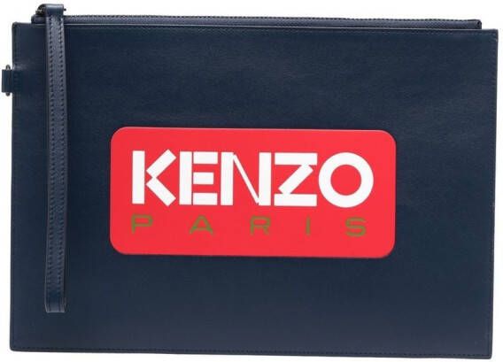 Kenzo Clutch met logoprint Blauw