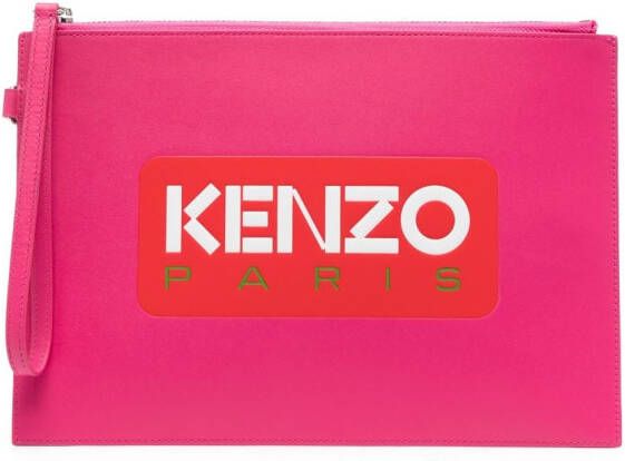 Kenzo Leren clutch Roze