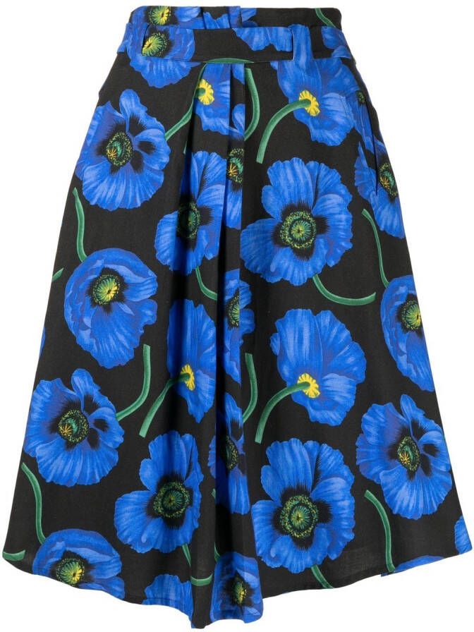 Kenzo Midi-rok met bloemenprint Blauw
