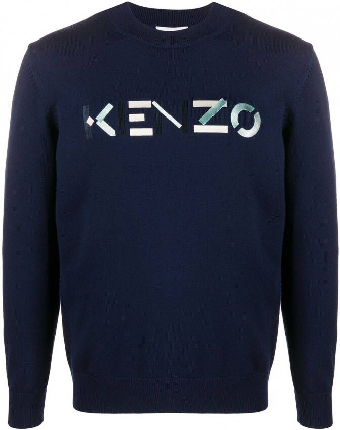 Kenzo Sweater met geborduurd logo Blauw