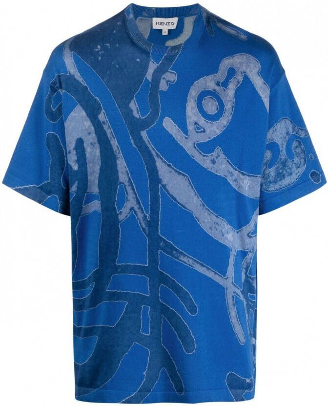 Kenzo T-shirt met abstracte print Blauw