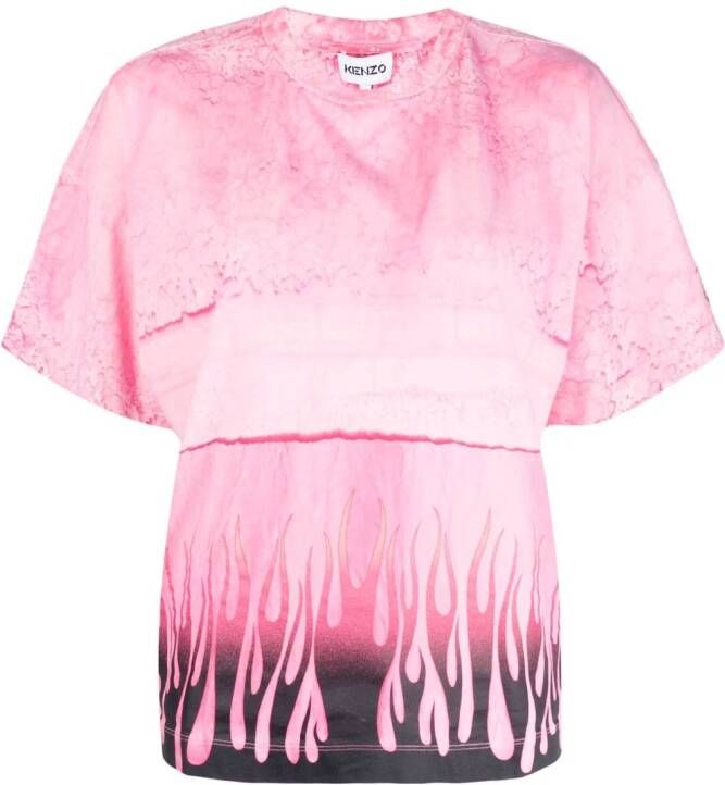 Kenzo T-shirt met abstracte print Roze