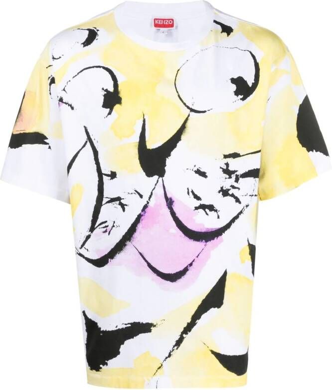 Kenzo T-shirt met abstracte print Wit