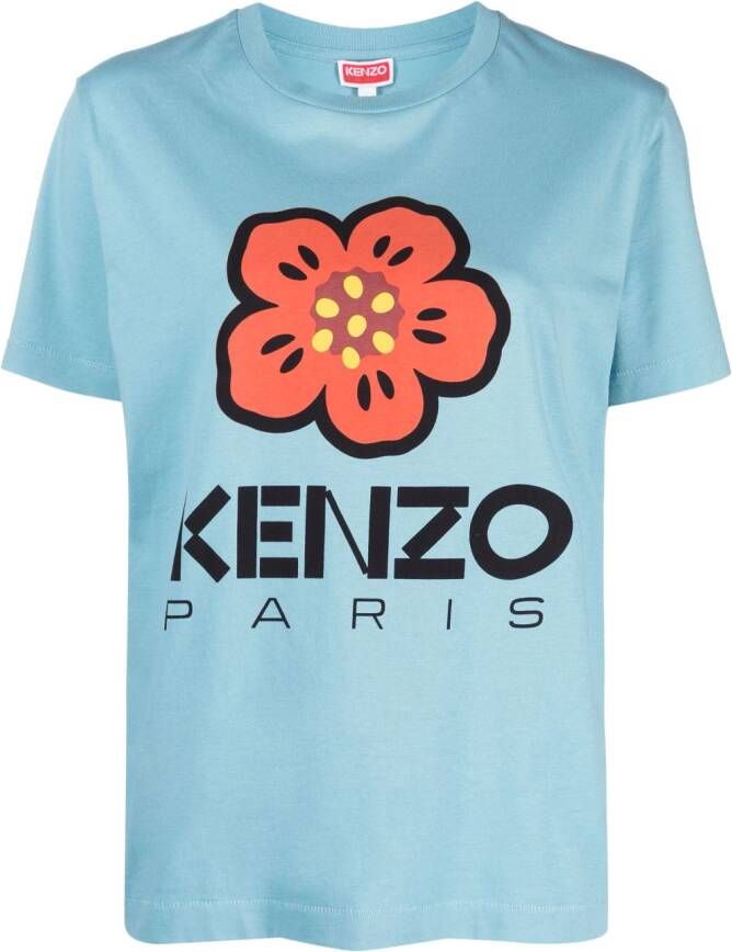 Kenzo T-shirt met bloemenprint Blauw