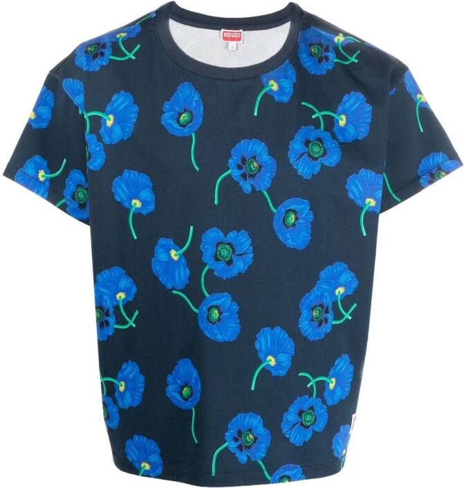 Kenzo T-shirt met bloemenprint Blauw
