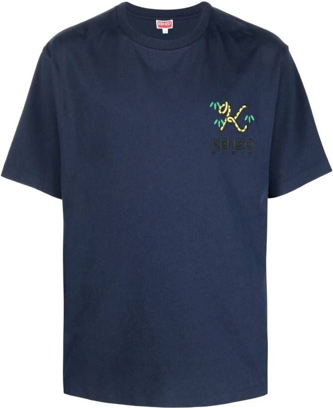 Kenzo T-shirt met geborduurd logo Blauw