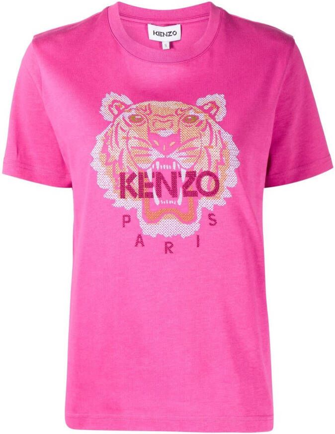 Kenzo T-shirt met geborduurd logo Paars