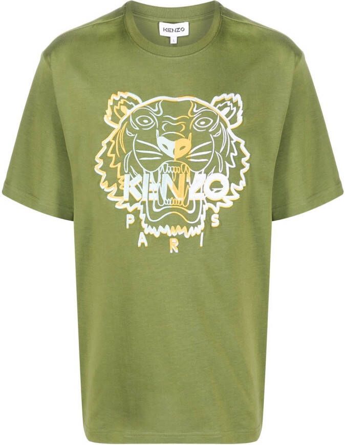 Kenzo T-shirt met geborduurde tijger Groen