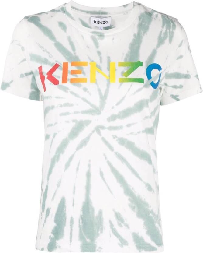 Kenzo T-shirt met tie-dye print Groen