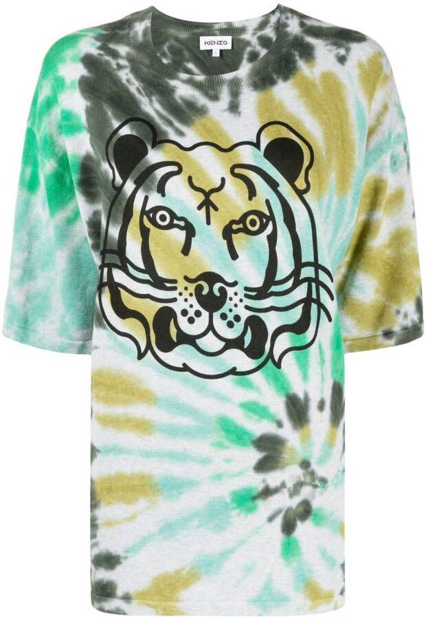 Kenzo T-shirt met tie-dye print Groen