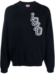 Kenzo Varsity logo knitted jumper Blauw