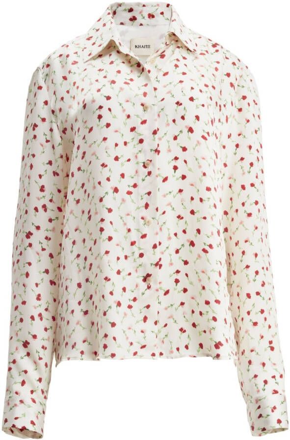 KHAITE Blouse met roosprint Beige