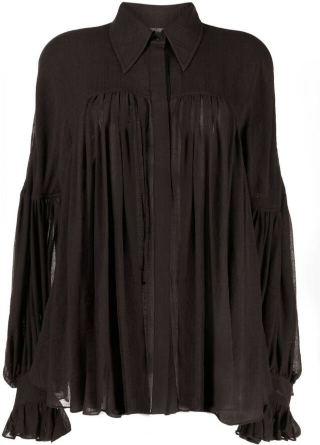 KHAITE Geplooide blouse Bruin
