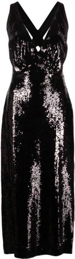 KHAITE Midi-jurk verfraaid met pailletten Zwart