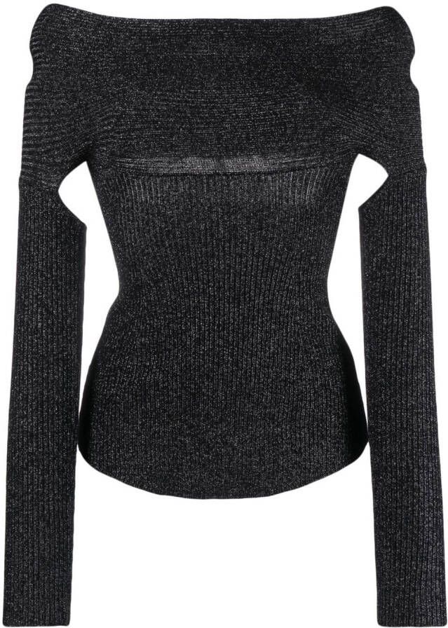 KHAITE Top met open rug Zwart