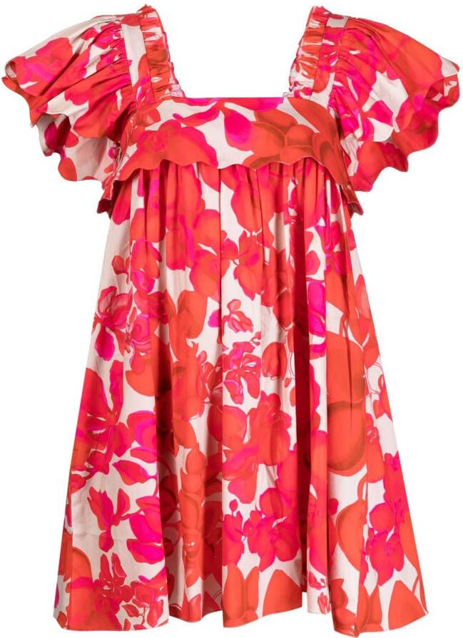 Kika Vargas Mini-jurk met bloemenprint Rood
