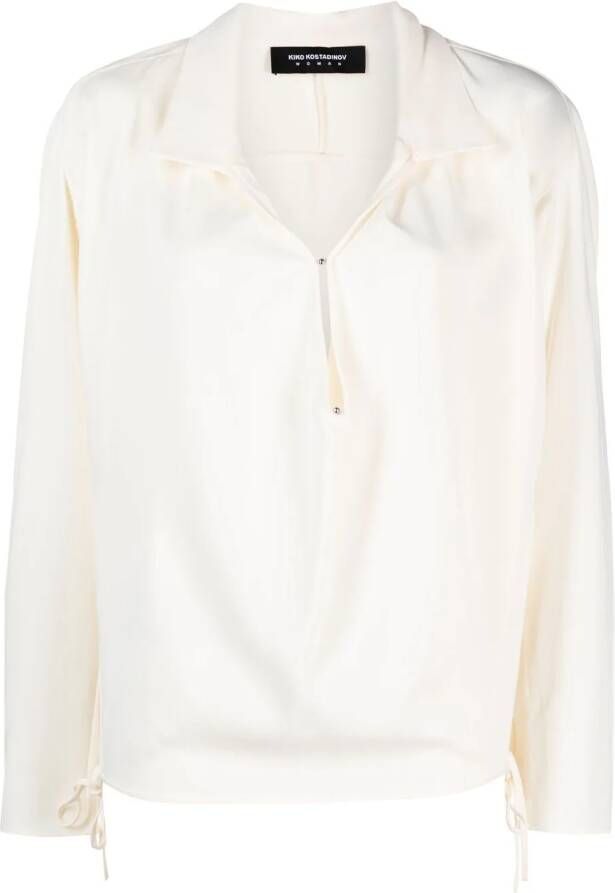Kiko Kostadinov Blouse met puntige kraag Beige
