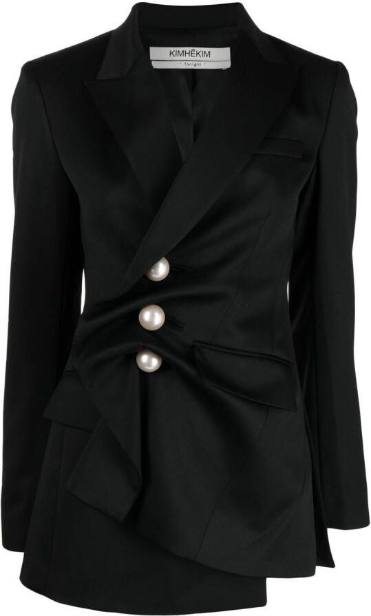 Kimhekim Blazer met enkele rij knopen Zwart
