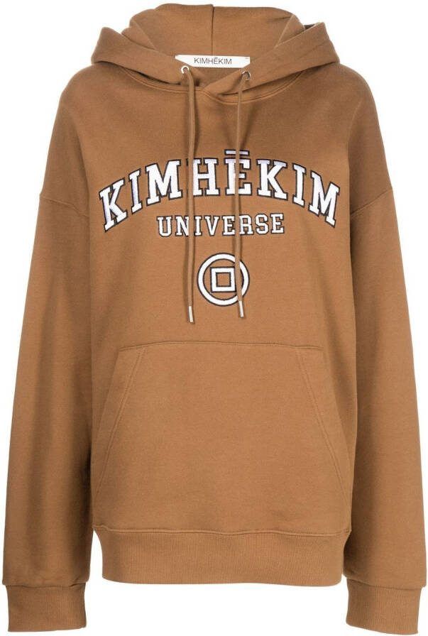 Kimhekim Hoodie met geborduurd logo Bruin