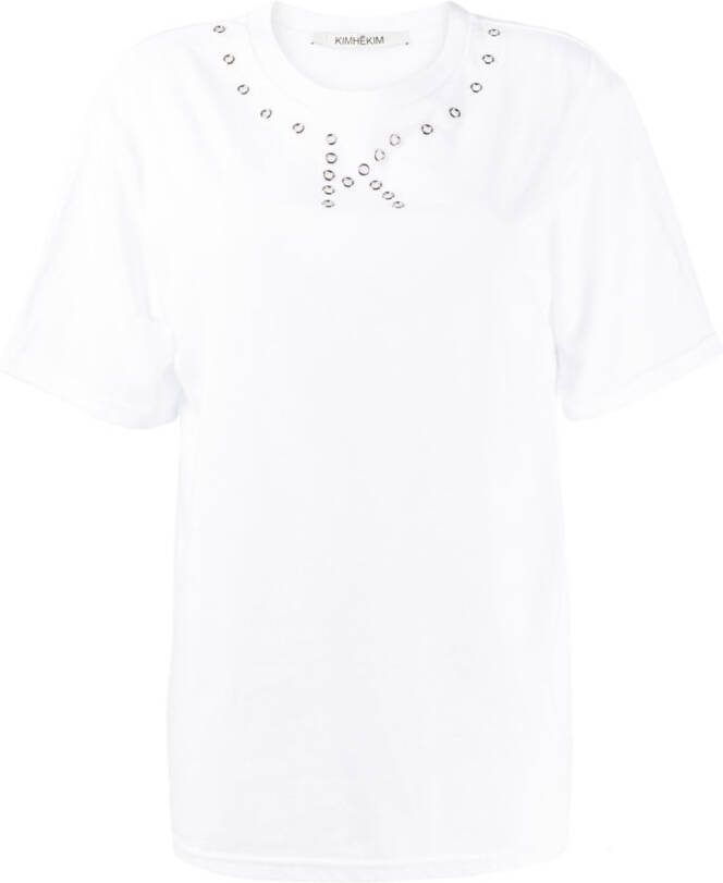 Kimhekim T-shirt met geperforeerd detail Wit