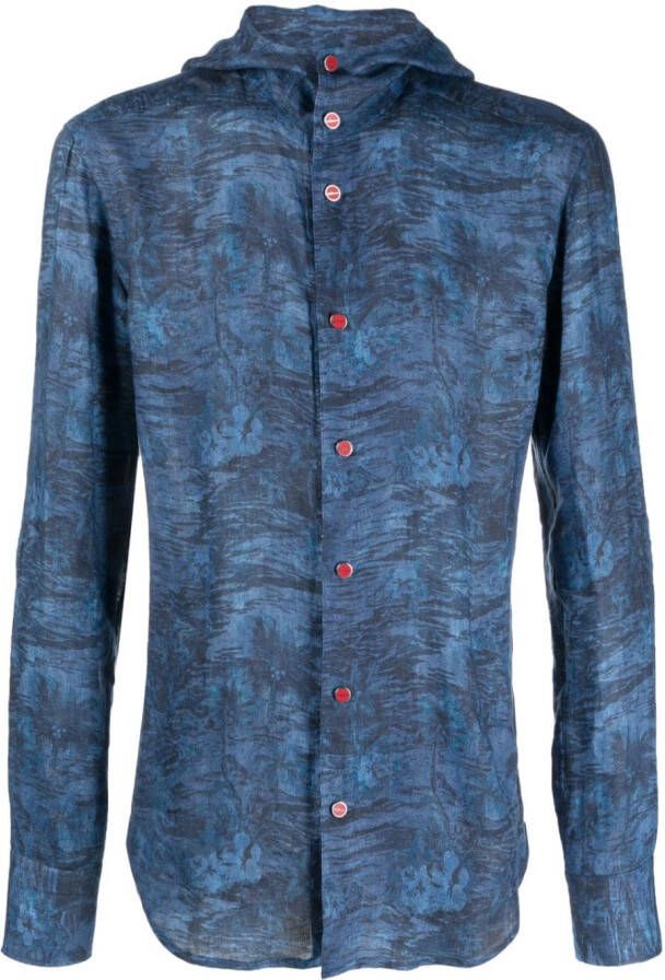 Kiton Overhemd met botanische print Blauw