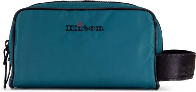 Kiton Toilettas met geborduurd logo Groen