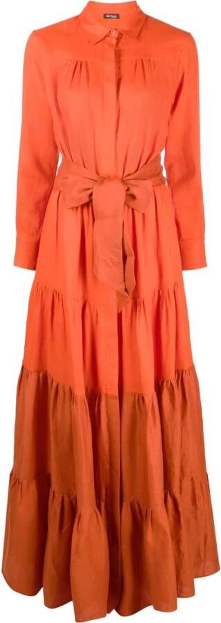 Kiton Gelaagde maxi-blousejurk Oranje