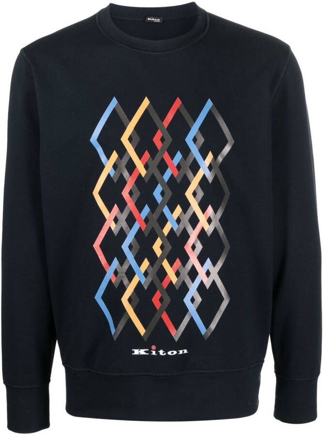 Kiton Sweater met grafische print Blauw