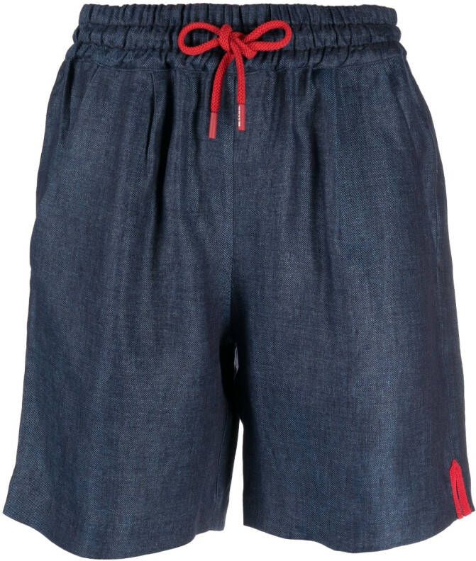 Kiton Linnen shorts Blauw