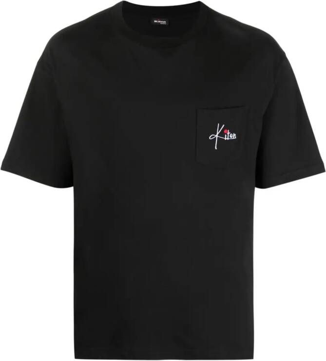 Kiton Overhemd met geborduurd logo Zwart