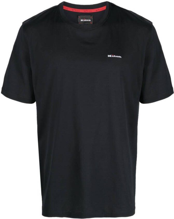 Kiton T-shirt met geborduurd logo Zwart