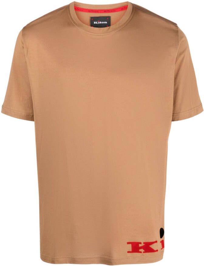Kiton T-shirt met logoprint Bruin