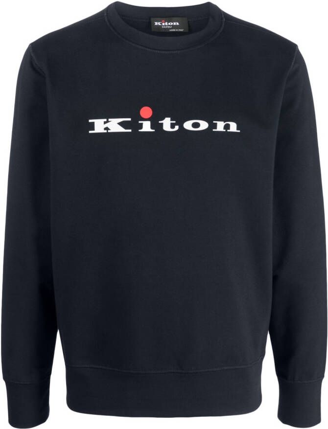 Kiton Sweater met logoprint Blauw