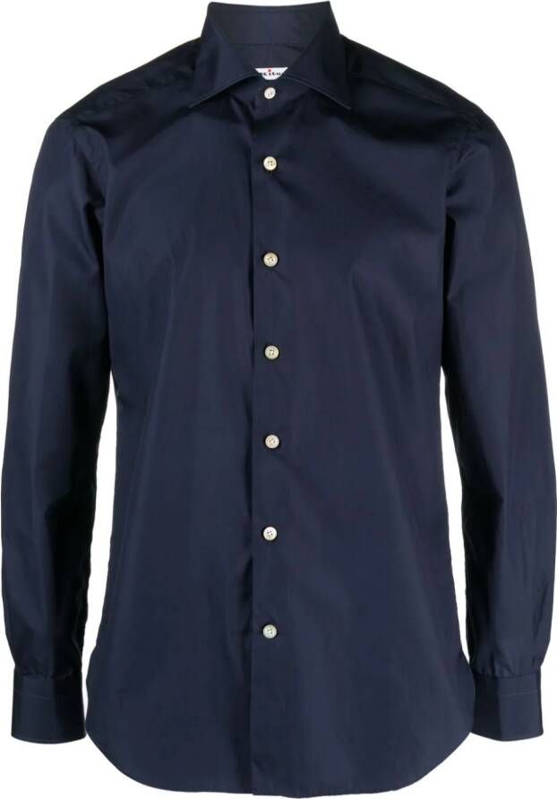 Kiton Klassiek overhemd Blauw