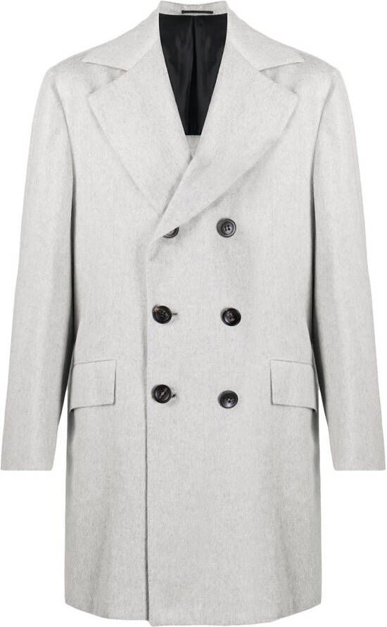 Kiton Mantel met dubbele rij knopen Grijs