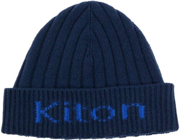 Kiton Muts met geborduurd logo Blauw
