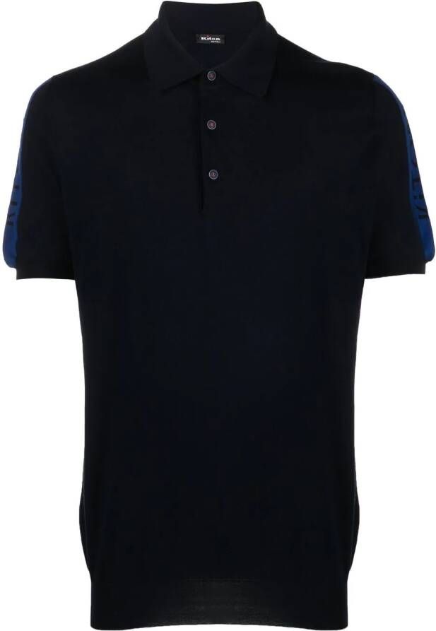 Kiton Poloshirt met logoband Blauw