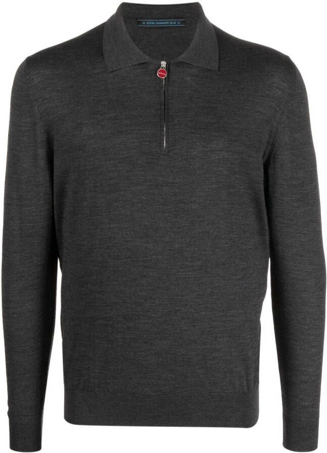 Kiton Poloshirt met rits Grijs