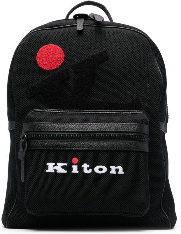 Kiton Rugzak met geborduurd logo Zwart