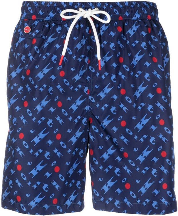 Kiton Shorts met logoprint Blauw
