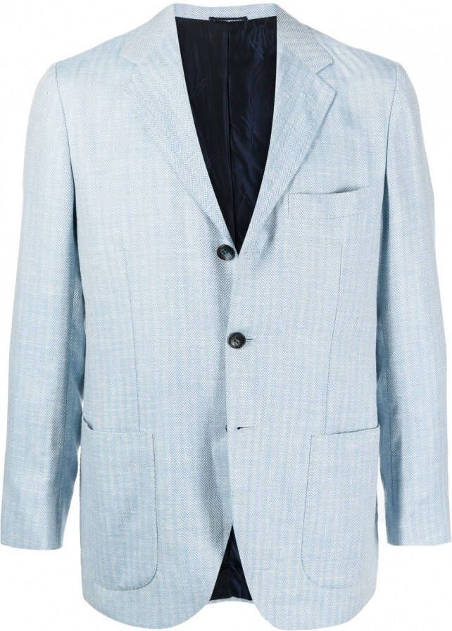 Kiton Blazer met enkele rij knopen Blauw