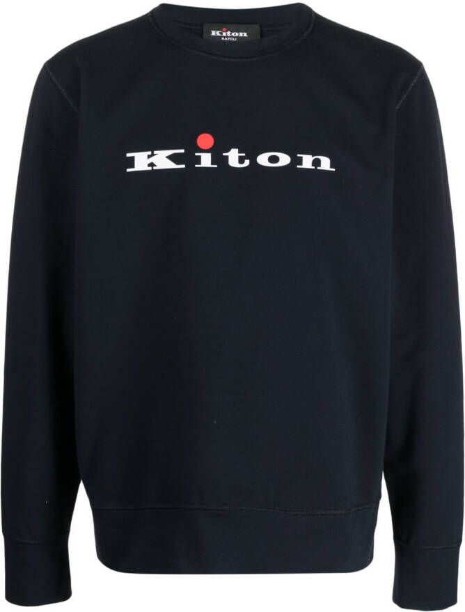 Kiton Sweater met logoprint Blauw