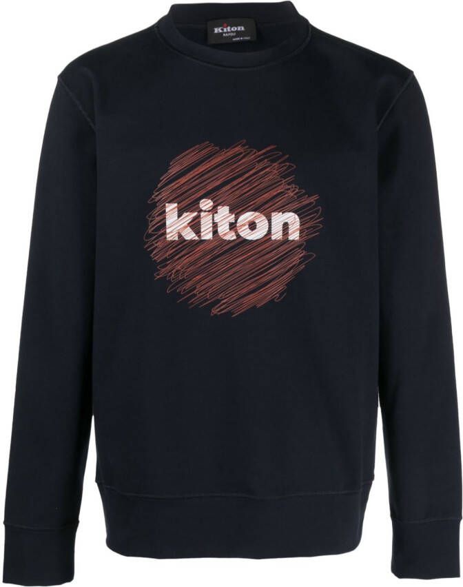 Kiton Sweater met logoprint Blauw