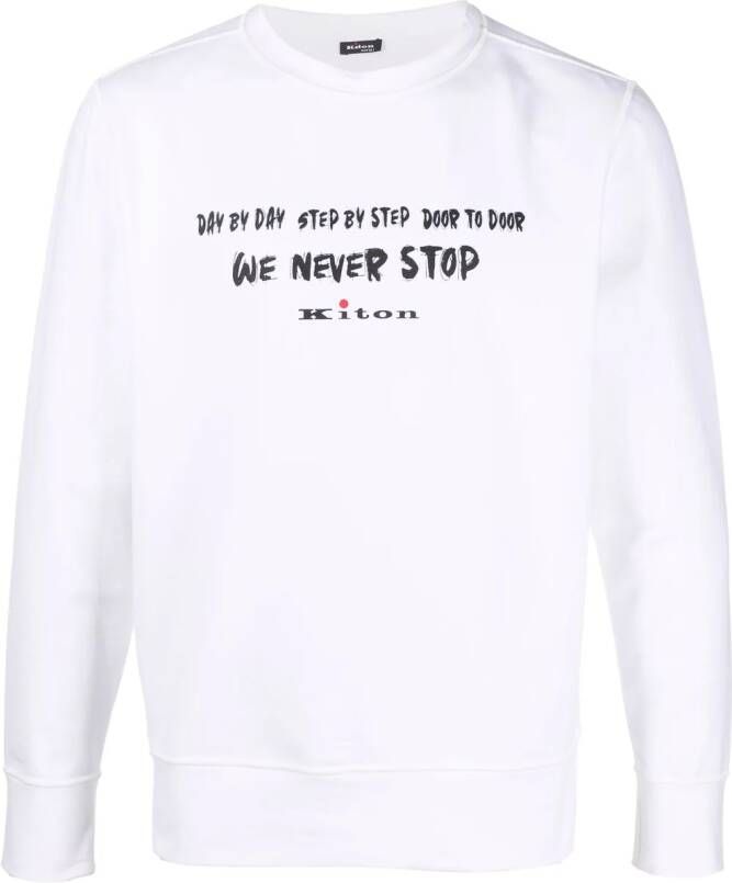 Kiton Sweater met tekst Wit