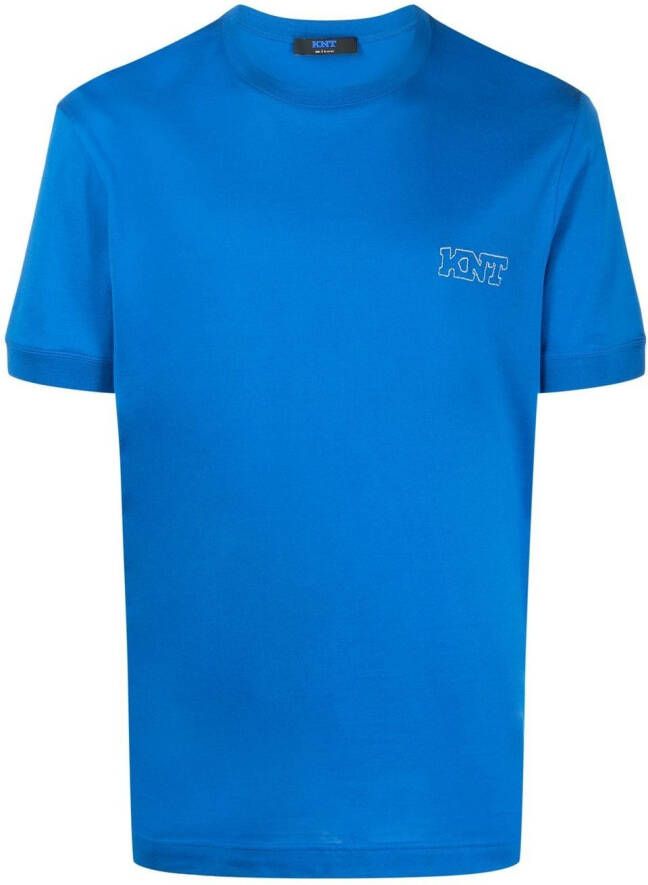 Kiton T-shirt met geborduurd logo Blauw