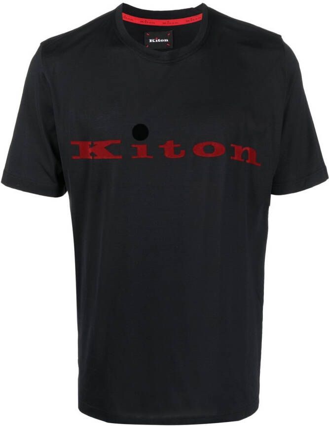 Kiton T-shirt met logoprint Blauw