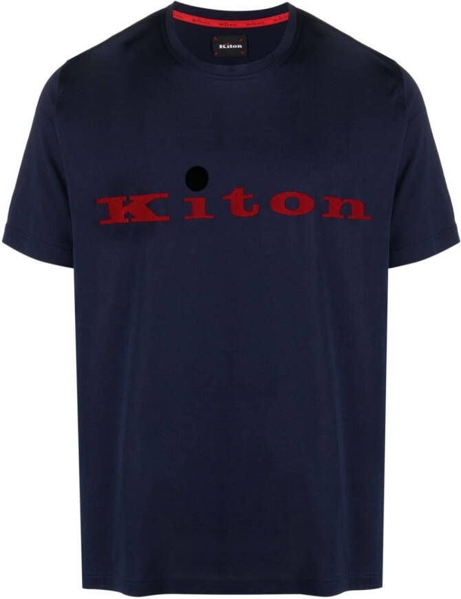 Kiton T-shirt met logoprint Blauw